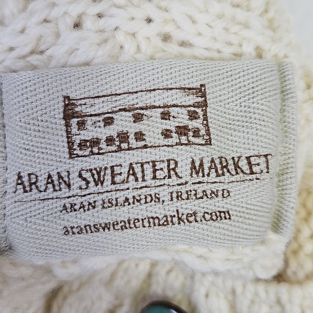 Aran Sweater 100% Merino Wool Girls S Shawl Poncho Cream Cable Knit Ireland Knit - Picture 2 of 12